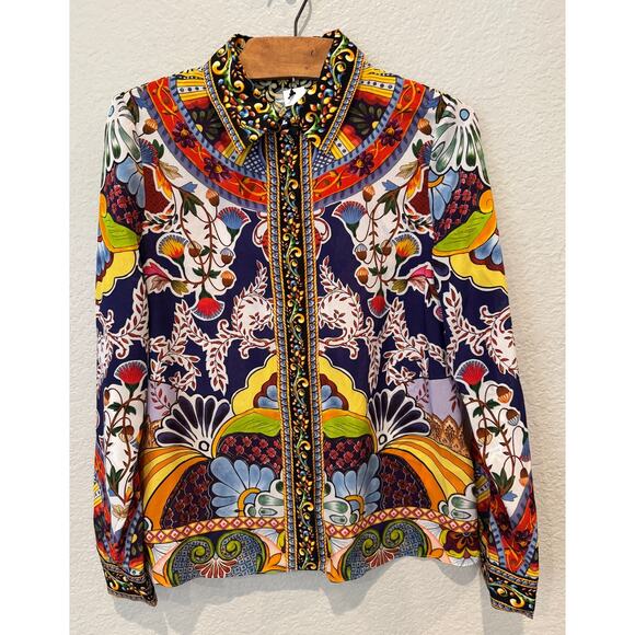 Alice + Olivia Willa Placket Top Size Small - Picture 13 of 15